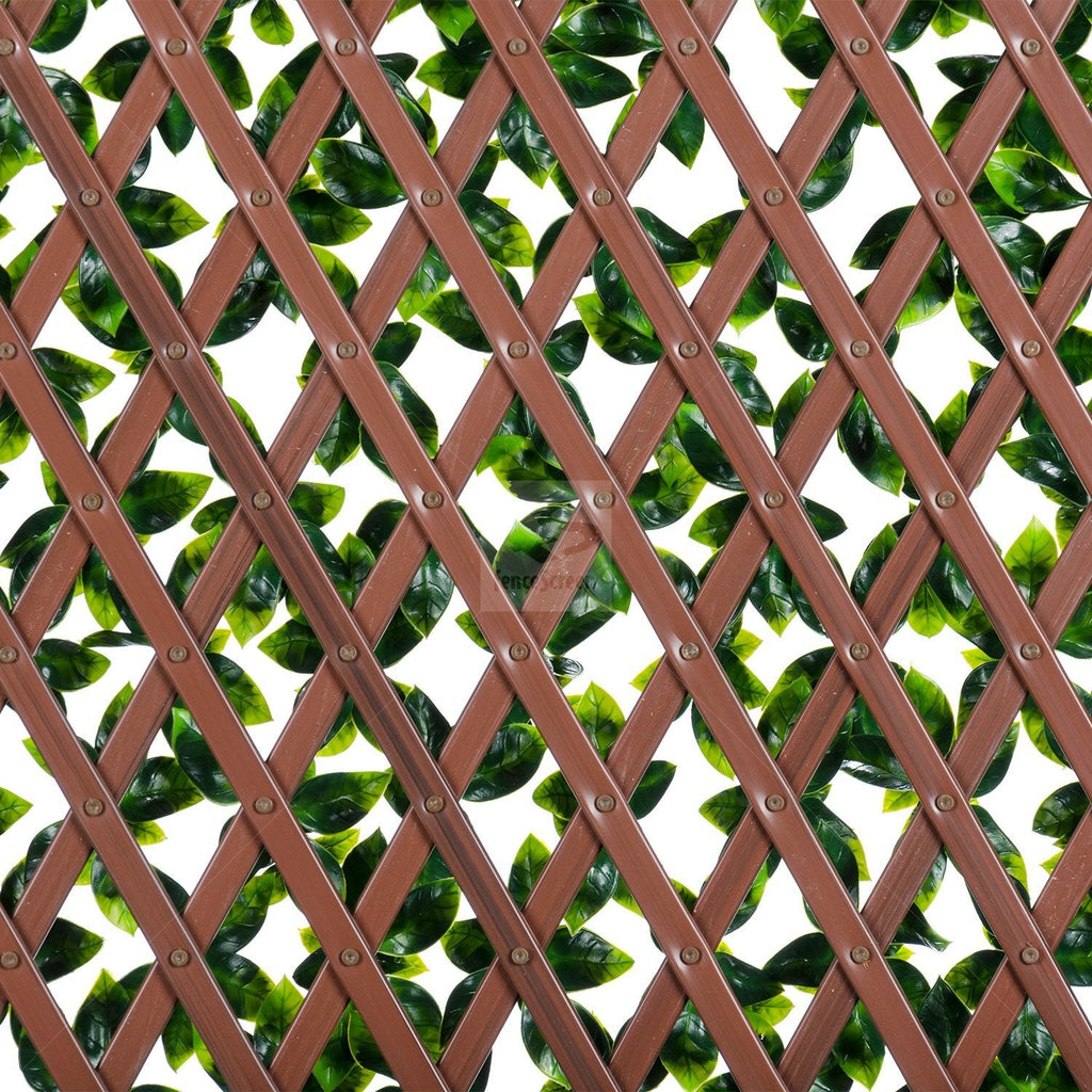 Expandable Faux Green Ligustrum Ficus Trellis Privacy Fence (Variable Size) UV Resistant