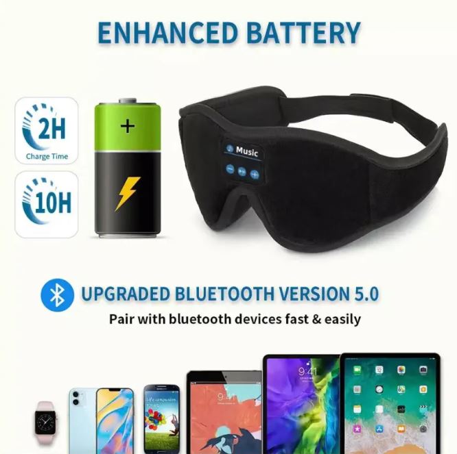 3D Eye Mask Bluetooth 5.0 Sleep Mask with Stereo Sound